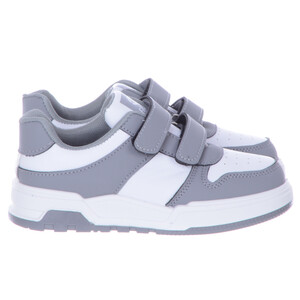 Biało-szare Wygodne Buty Sportowe Sneakersy Dziecięce Na Rzepy Nino LINSHI A2630 A4451 