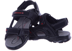 Stylowe  Sandały Młodzieżowe płaskie Czarno-czerwone BADOXX 7SD-9118 
