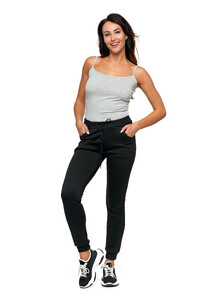 Czarne spodnie dresowe damskie ze ściągaczami kieszenie MORAJ  OSD1700-004