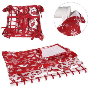 Zestaw 3 ręczników świątecznych 40x70 bawełniane  na prezent w koszyczku  czerwono białe MORAJ MRK1500