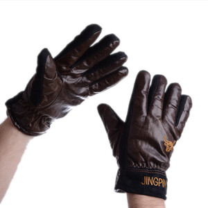 Rękawiczki  Męskie zimowe ciepłe skórzane brązowe