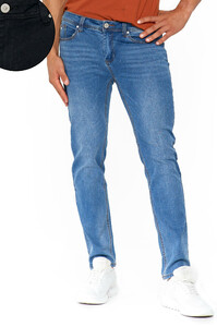 Klasyczne Spodnie Jeansowe Męskie Kieszenie Niebieskie Czarne OSM6200-001