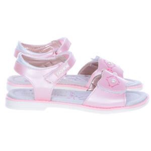 Wiosenne Różowe Sandały Dziewczęce na Rzepy LINSHI A4964/A2060